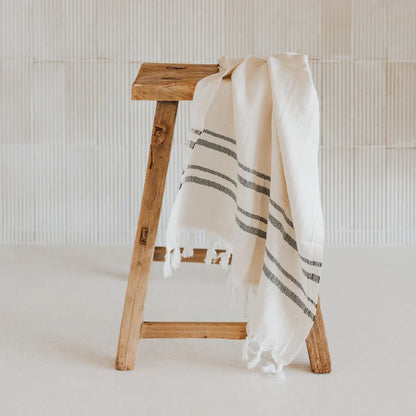 Neutronaut “Sol Stripe” Turkish Cotton Towel – Natural & Black